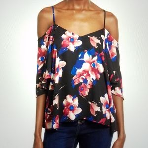 Leith floral cold shoulder top